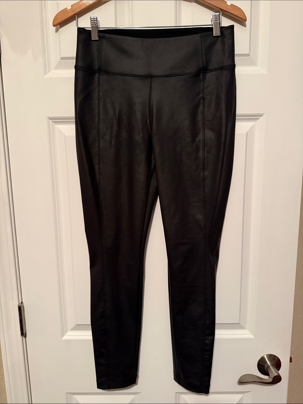 Athleta Black Faux-Leather Delancy Gleam High-Rise Leggings
